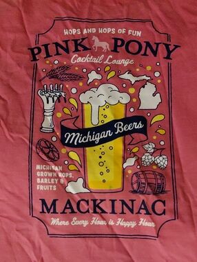 Pink Pony Bar Mackinac Island Beer T Shirt Mens Large Authentic Unworn